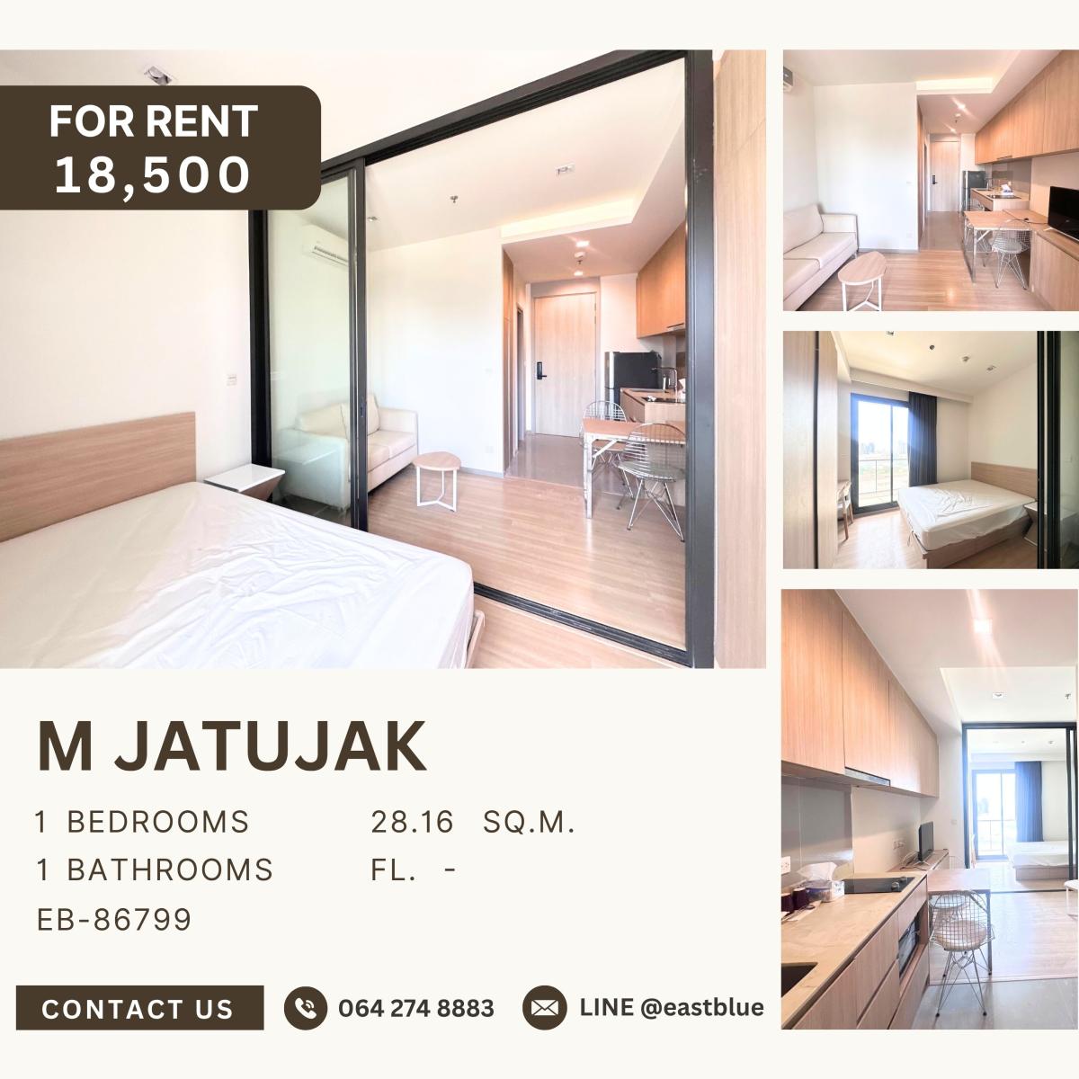 For RentCondoSapankwai,Jatujak : M Jatujak, 1 bed, 18500 per month