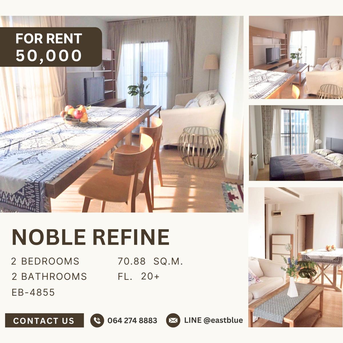 ให้เช่าคอนโดสุขุมวิท อโศก ทองหล่อ : Noble Refine, 2 bed, 50000 per month