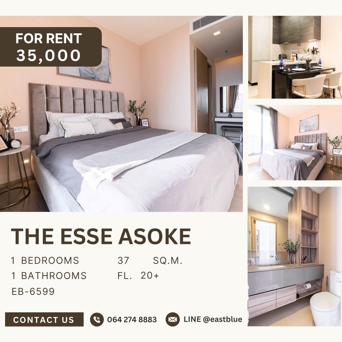 ให้เช่าคอนโดสุขุมวิท อโศก ทองหล่อ : The Esse Asoke, 1 bed, 35000 per month