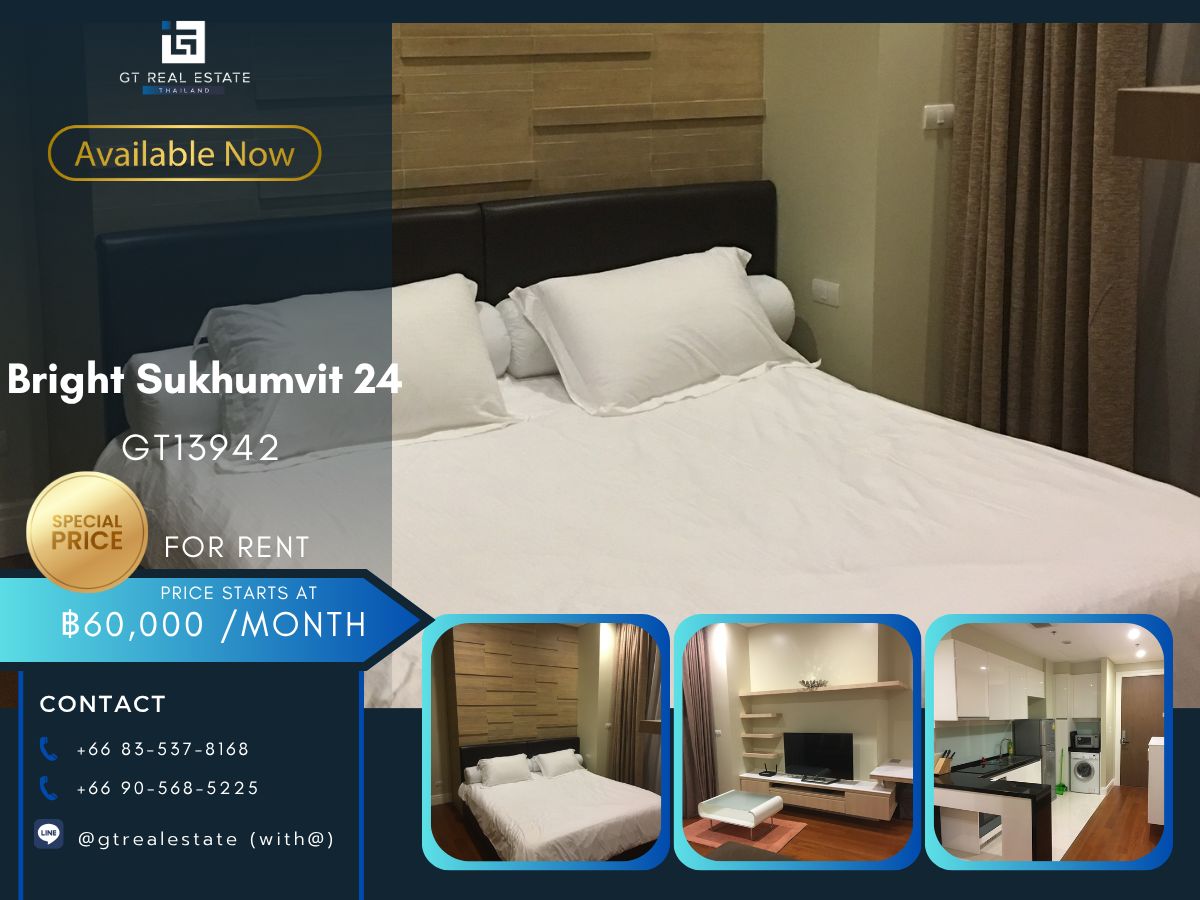 For RentCondoSukhumvit, Asoke, Thonglor : Bright Sukhumvit 24, convenient transportation, near BTS, have a full furniture shuttle. Ready to stay immediately