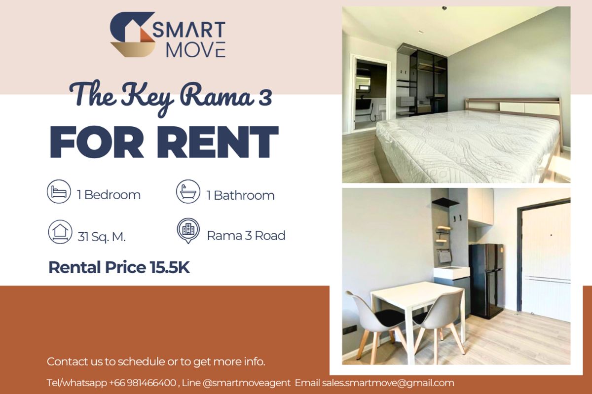 ให้เช่าคอนโดพระราม 3 สาธุประดิษฐ์ : 🔥 สำหรับเช่า !!🔥 Code C20250600052..........The Key Rama 3, 1 ห้องนอน, 1 ห้องน้ำ, แต่งครบ, พร้อมเข้าอยู่ 📣📣