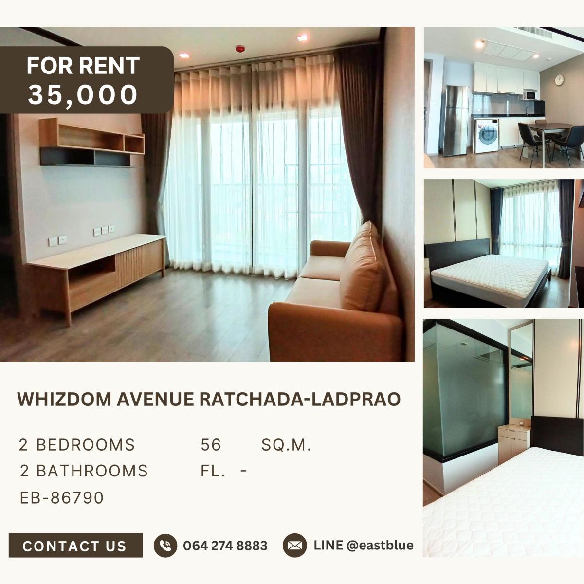 ให้เช่าคอนโดอ่อนนุช อุดมสุข : Whizdom Avenue Ratchada-Ladprao, 2 bed, 35000 per month