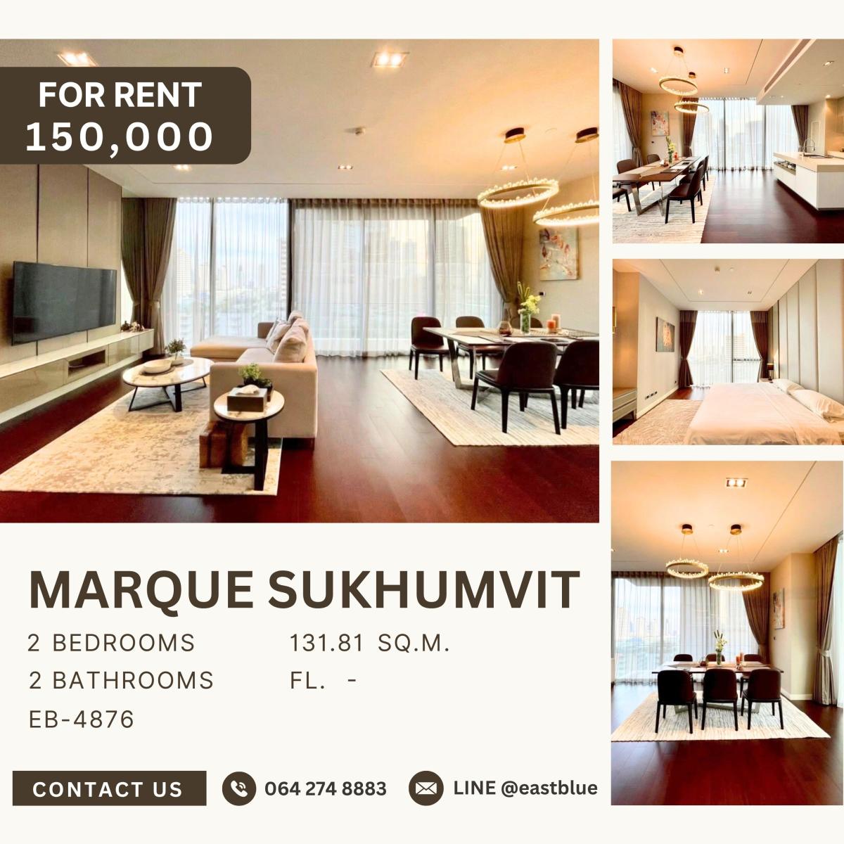 For RentCondoSukhumvit, Asoke, Thonglor : Marque Sukhumvit, 2 bed, 150000 per month
