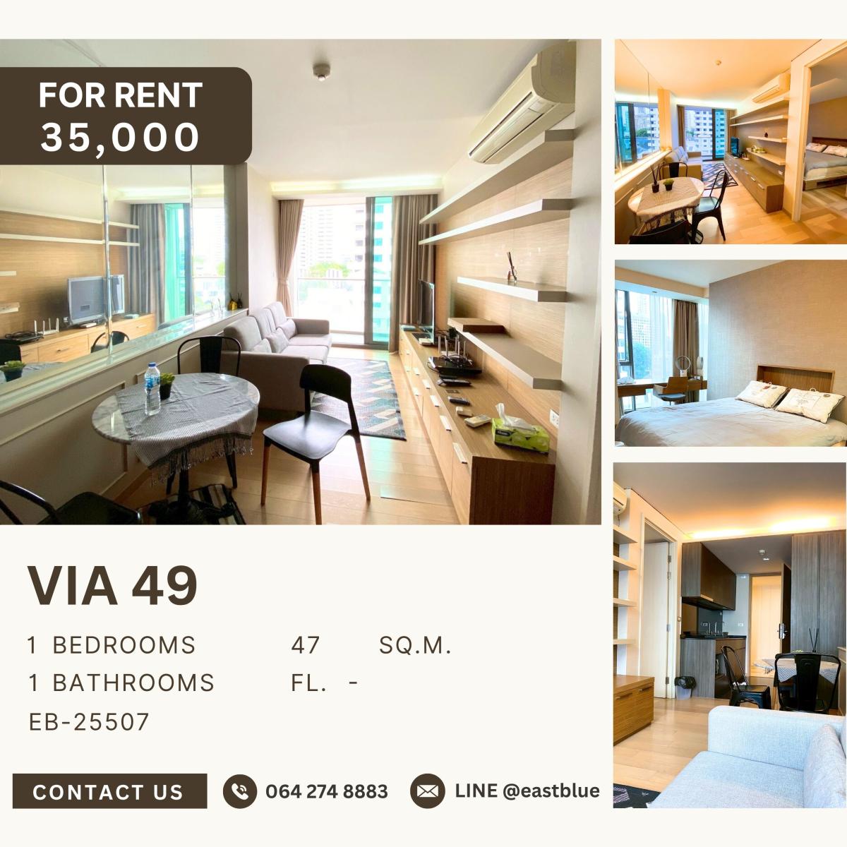 For RentCondoSukhumvit, Asoke, Thonglor : Via 49, 1 bed, 35000 per month