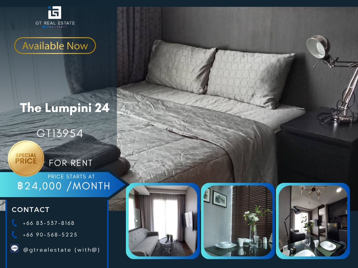 For RentCondoSukhumvit, Asoke, Thonglor : The Lumpini 24 condo, convenient transportation, near BTS, have a beautiful furniture shuttle, ready !!