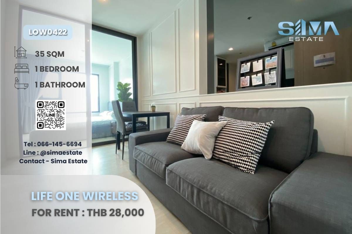 ให้เช่าคอนโดวิทยุ ชิดลม หลังสวน : ให้เช่า☁️Life One Wireless☁️ห้องสวย พร้อมเข้าอยู่ เครื่องใช้ไฟฟ้าครบ☀️