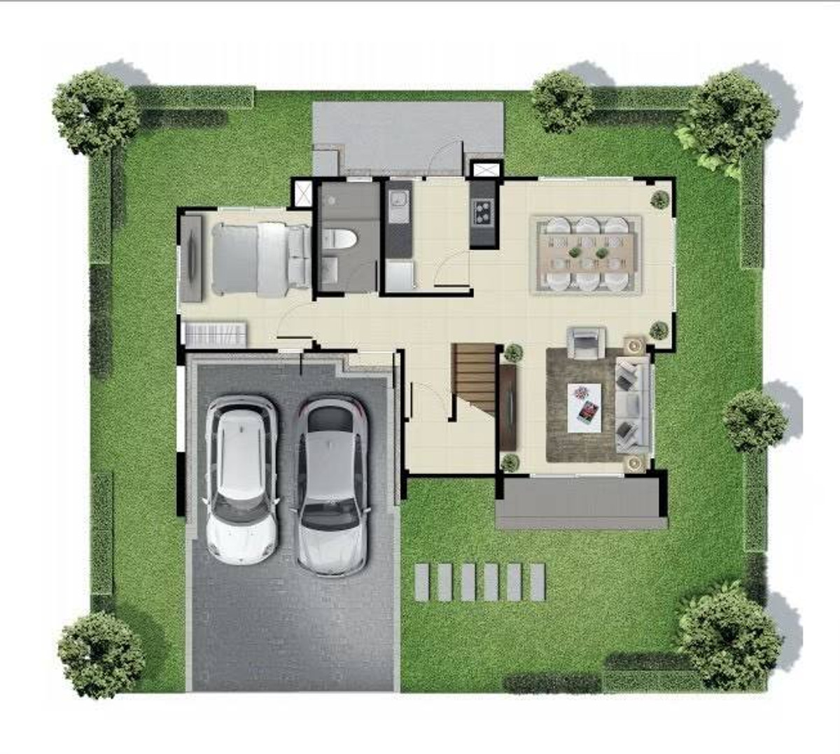 For RentHousePathum Thani,Rangsit, Thammasat : Large house type, 4 bedrooms, 3 bathrooms, full A/C and curtains. Furniture can be included or excluded.