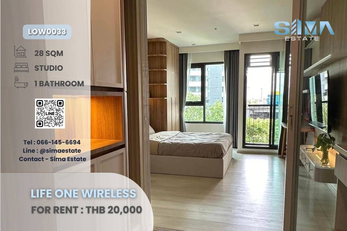 ให้เช่าคอนโดวิทยุ ชิดลม หลังสวน : ให้เช่า☁️Life One Wireless☁️ห้องสวย พร้อมเข้าอยู่ เครื่องใช้ไฟฟ้าครบ☀️