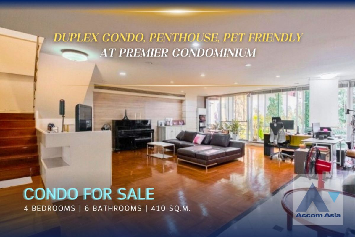 ขายคอนโดสุขุมวิท อโศก ทองหล่อ : 🔼AccomA🔽 Duplex Condo, Penthouse, Pet friendly Panoramic duplex condominium with skyline views at Premier Condominium (AA37526)