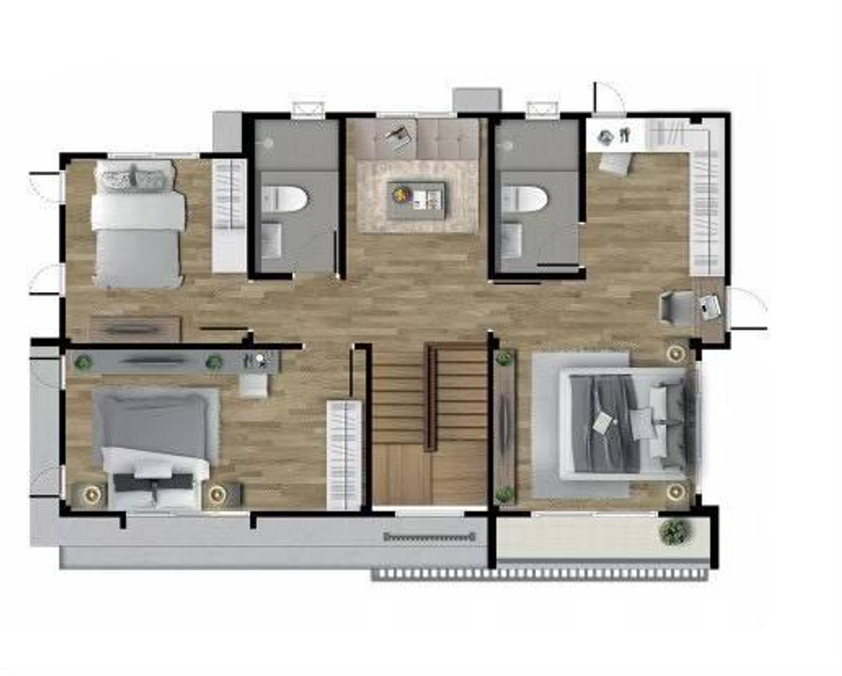 For RentHousePathum Thani,Rangsit, Thammasat : Large house type, 4 bedrooms, 3 bathrooms, full A/C and curtains. Furniture can be included or excluded.