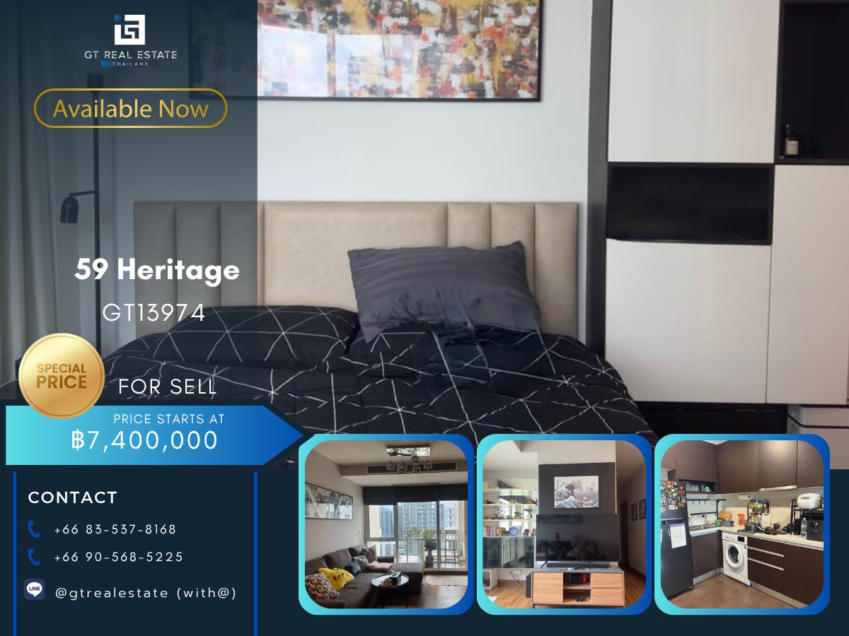 For SaleCondoSukhumvit, Asoke, Thonglor : Condo 59 Heritage is convenient to travel near the BTS Skytrain. Ready to stay immediately