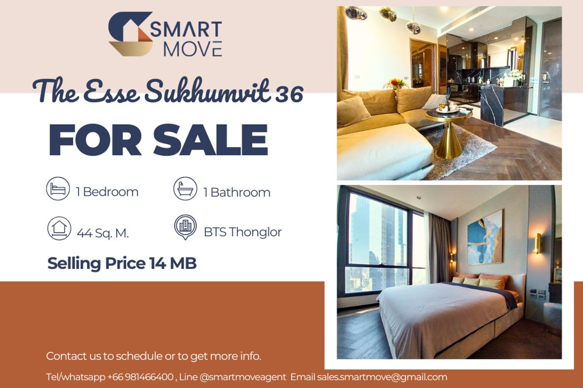 ขายคอนโดสุขุมวิท อโศก ทองหล่อ : 🔥 ขายพร้อมผู้เช่า !!🔥 Code C20230700326.......The Esse Sukhumvit 36, 1 ห้องนอน, 1 ห้องน้ำ, ชั้นสูง 20++, แต่งครบ, ราคาพิเศษ!!📣📣