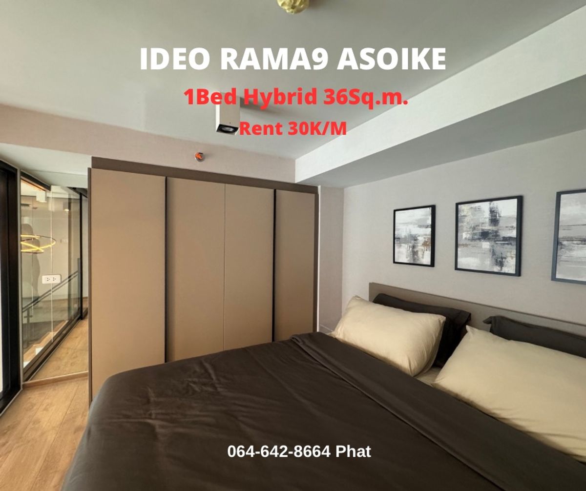 For RentCondoRama9, Petchburi, RCA : For RENT IDEO RAMA9 Asoke1bed Hybrid 36 SQ.M. 30k/MCONTACT 0646428664 (Phat)
