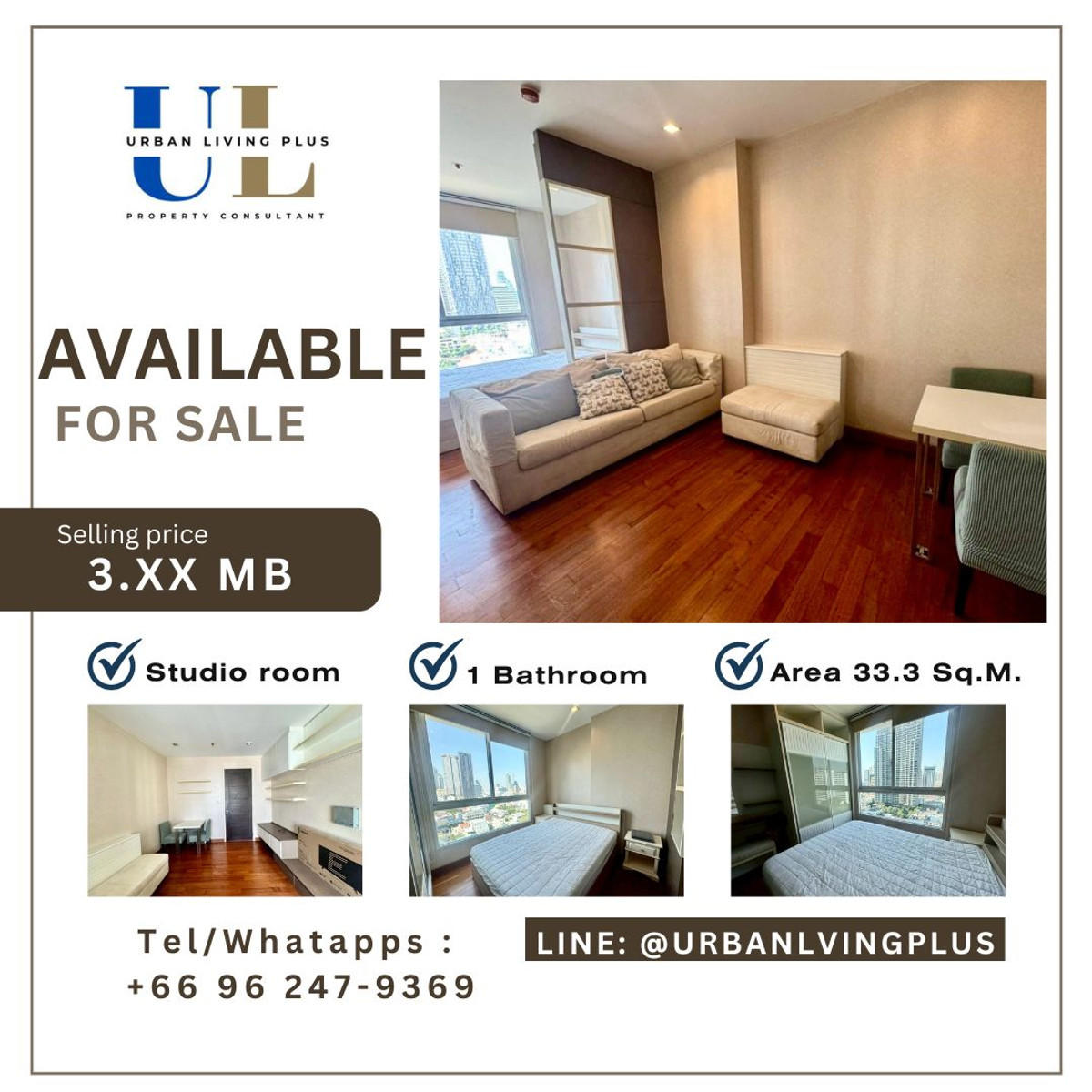 ขายคอนโดสาทร นราธิวาส : ( UL2506242 ) Tel/Line 096-2479369 , ขาย ไอวี่ สาทร , ห้องสตูดิโอ 1 ห้องน้ำ 33.3 ตร.ม. ห้องหายาก บนทำเลทอง!!!