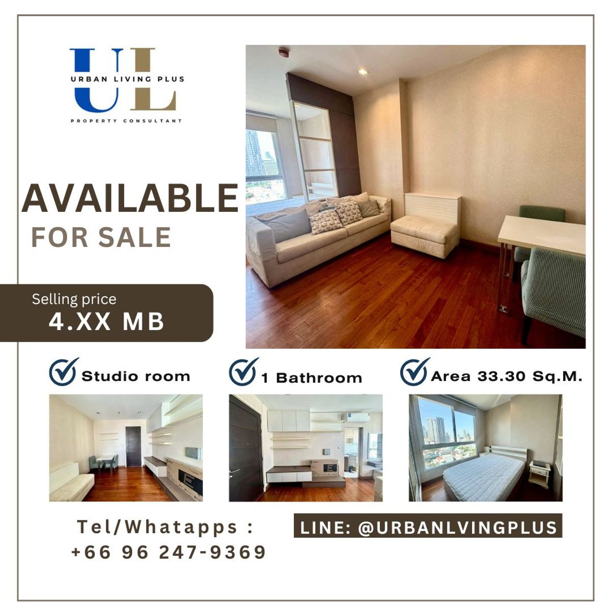 ขายคอนโดสาทร นราธิวาส : ( U20250624200 ) Tel/Line 096-2479369 , ขาย ไอวี่ สาทร , ห้องสตูดิโอ 1 ห้องน้ำ 33.3 ตร.ม. ห้องหายาก บนทำเลทอง!!!