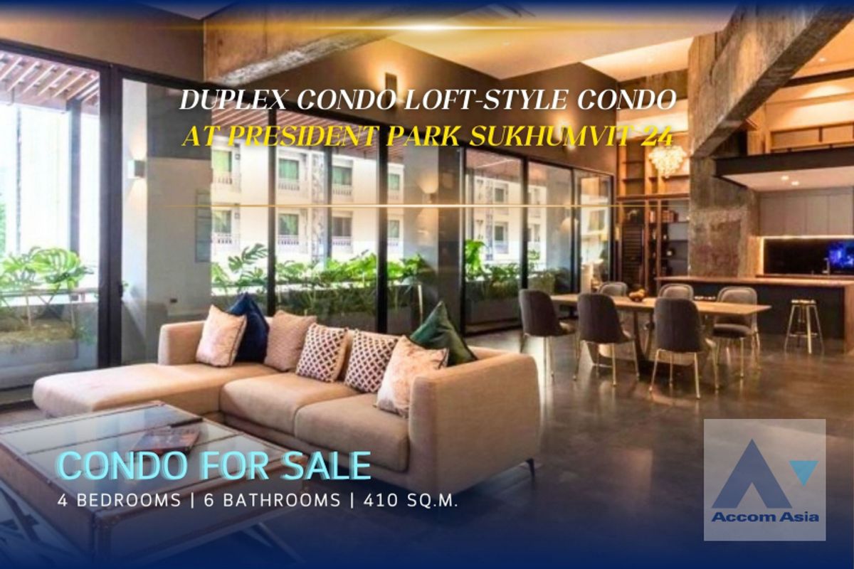 ขายคอนโดสุขุมวิท อโศก ทองหล่อ : 🔼AccomA🔼 Duplex Condo Loft-style condo with flexible layout and hidden features in President Park (AA42213)