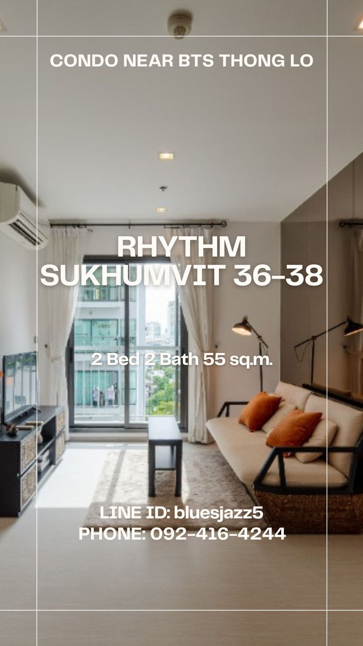 ขายคอนโดสุขุมวิท อโศก ทองหล่อ : ขายต่ำกว่าราคาตลาด Rhythm สุขุมวิท36-38 2ห้องนอน 2ห้องน้ำ 55ตรม เฟอร์ฯครบ พร้อมเข้าอยู่ คอนโดใกล้ BTS ทองหล่อ