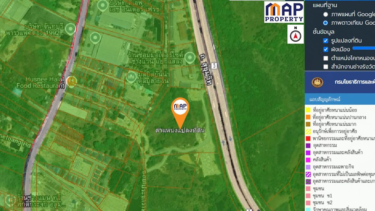 ขายที่ดินจันทบุรี : ขายที่ดิน  ริมถนนสุขุมวิท  42 ไร่ หน้ากว้าง 358 เมตร