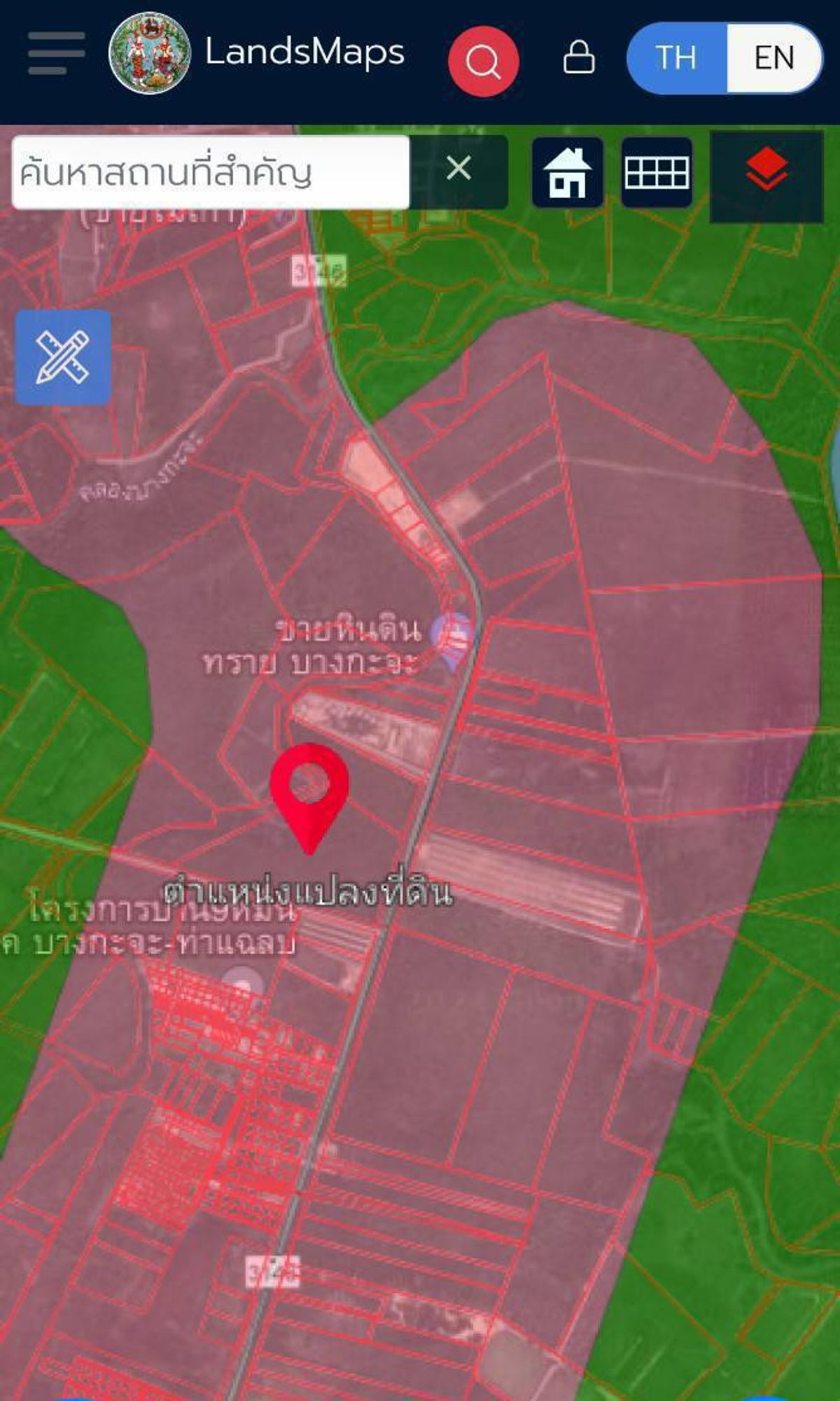 ขายที่ดินจันทบุรี : ที่ดิน 40 ไร่ บางกะจะ แปลงสวยหน้ากว้างติดถนนใหญ่ 175 ม.