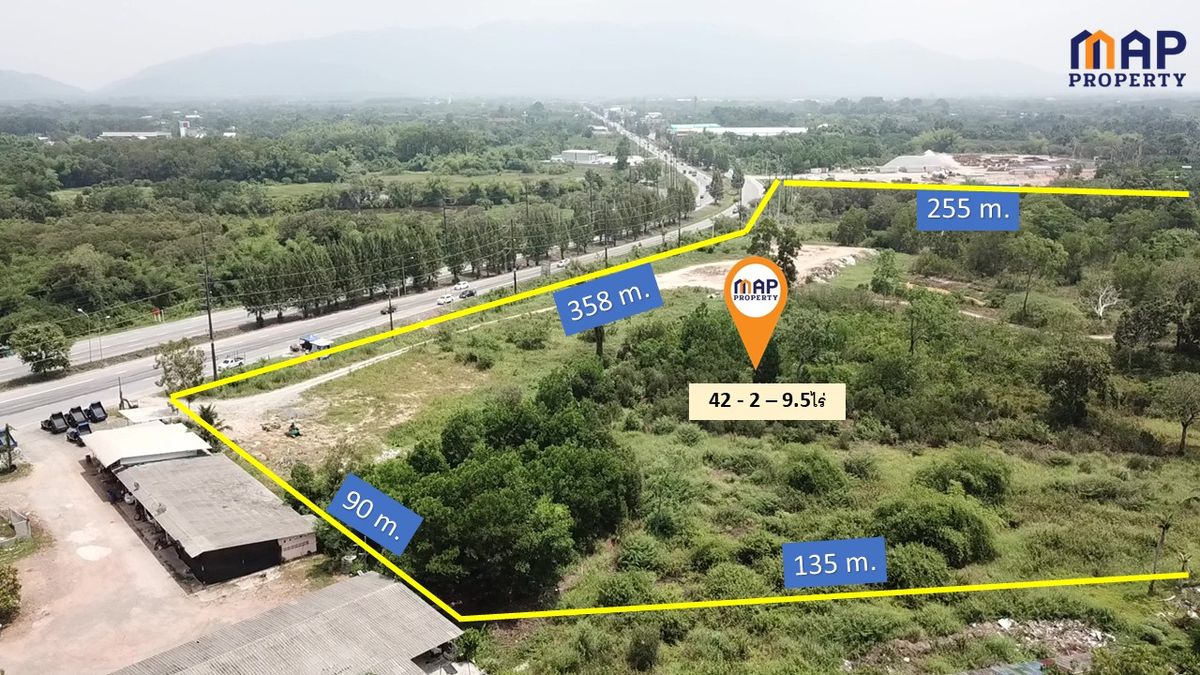 ขายที่ดินจันทบุรี : ขายที่ดิน  ริมถนนสุขุมวิท  42 ไร่ หน้ากว้าง 358 เมตร