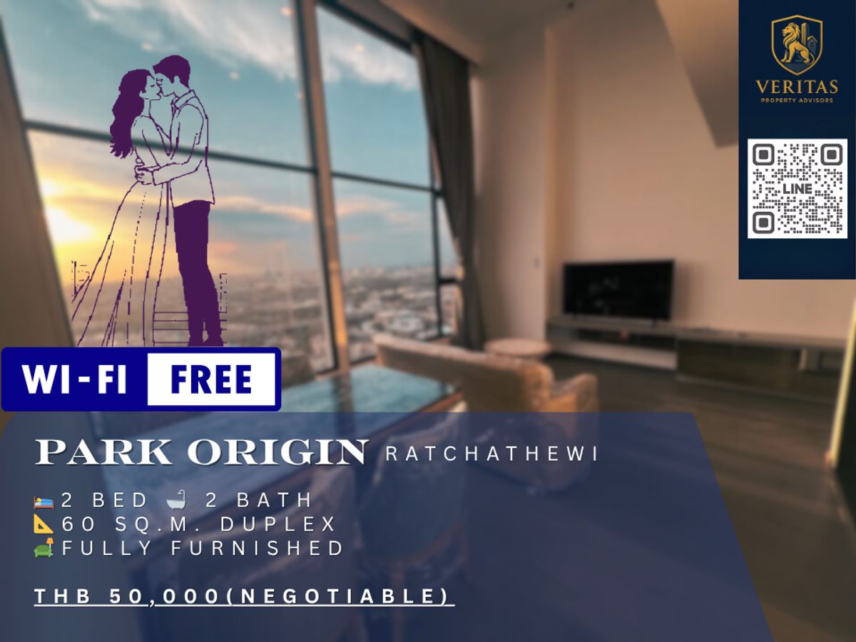 For RentCondoRatchathewi,Phayathai : 👑 Live the Ultimate Urban Lifestyle! | Premium 2-Bed Corner Unit at Park Origin Ratchathewi for Rent! 🏙️