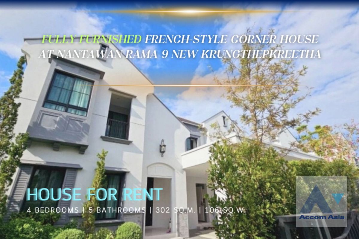 HousePattanakan, Srinakarin : 🔼 AccomA🔽 Fully Furnished French-style corner house with refined design in Krungthep Kreetha (AA38579)