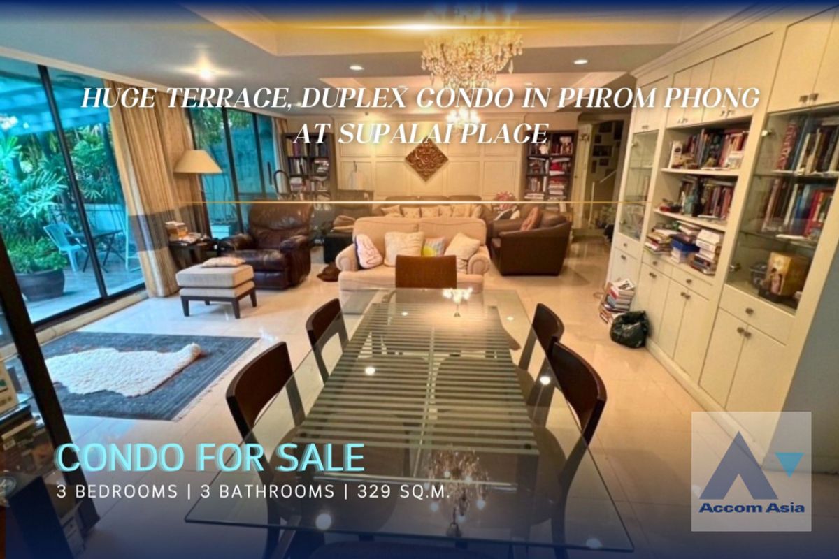 ขายคอนโดสุขุมวิท อโศก ทองหล่อ : 🔼AccomA🔽 Huge Terrace, Duplex Condo with spacious graden space at Supalai Place(AA41655)