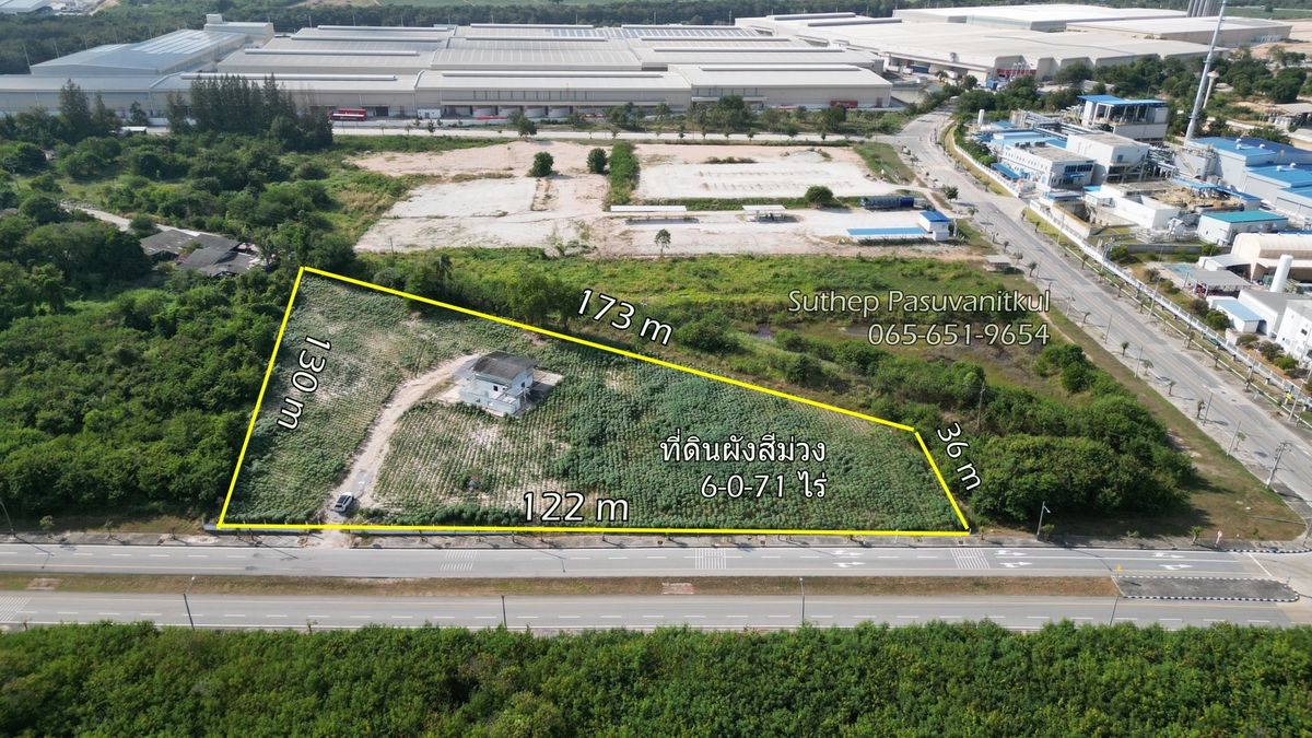 For SaleLandRayong : For Sale: 6-0-71 Rai of Purple-Zone Land in WHA Industrial Estate, Map Ta Phut, Rayong — Ideal for Factory Development.
