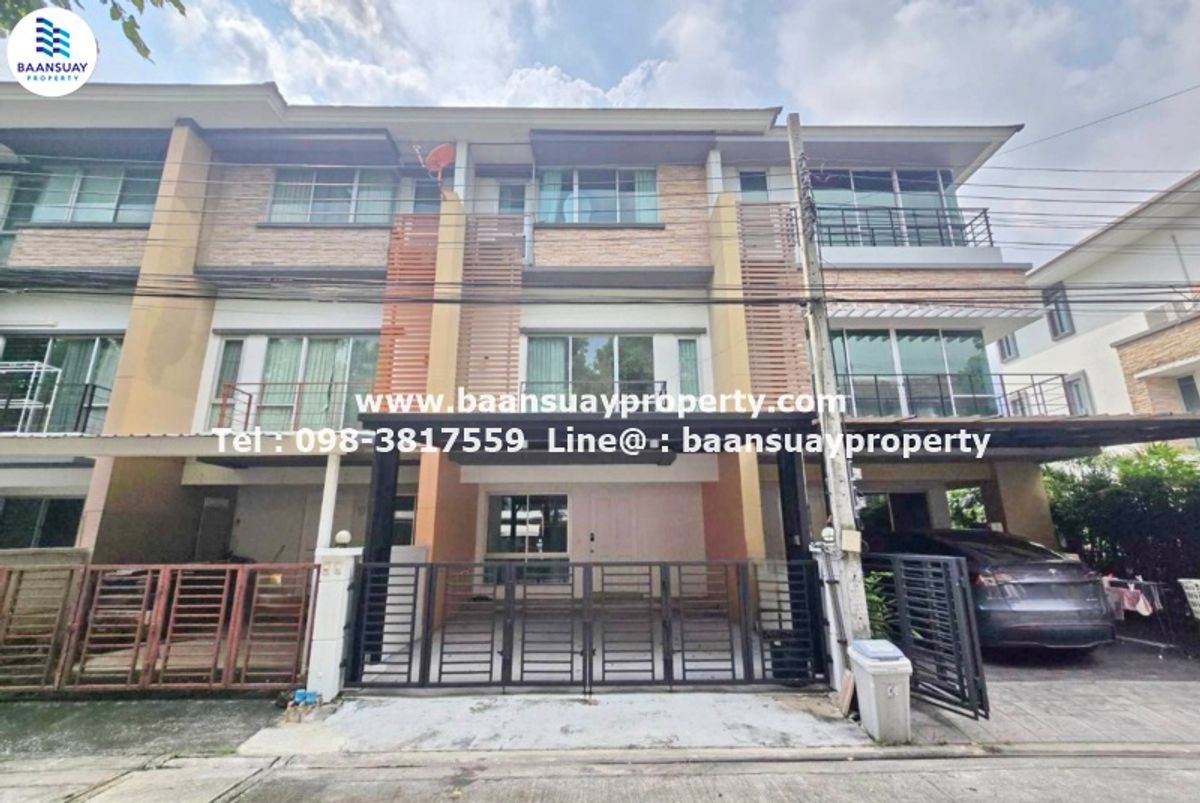 For RentTownhomeLadkrabang, Suwannaphum Airport : 3 -story townhome for rent, Chaloem Phrakiat Road, near Paradise Park & ​​Amp; Sri Udom BTS