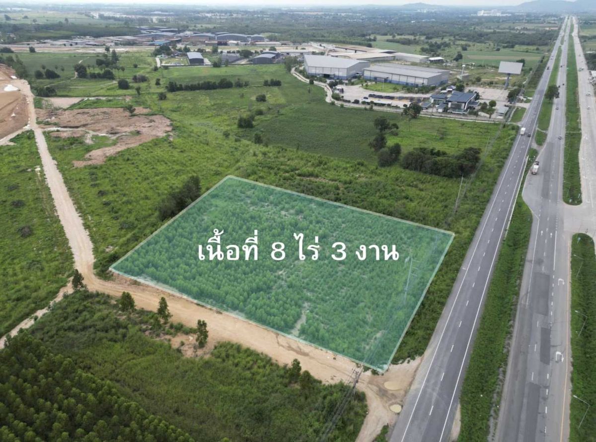 ให้เช่าที่ดินศรีราชา แหลมฉบัง บ้านบึง : ที่ดินเปล่าให้เช่า 8 ไร่ 3 งาน ติดถนนหลักเส้น 331