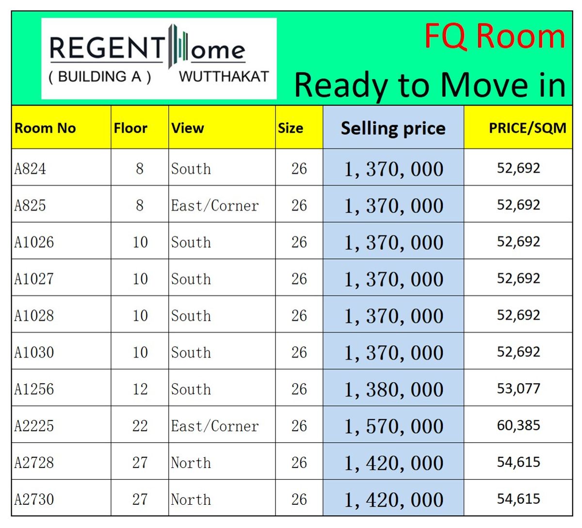 Sale DownCondoThaphra, Talat Phlu, Wutthakat : 🔥 Selling down payment at Regent Wuttakat: Foreign Quota Beautiful room🔥 