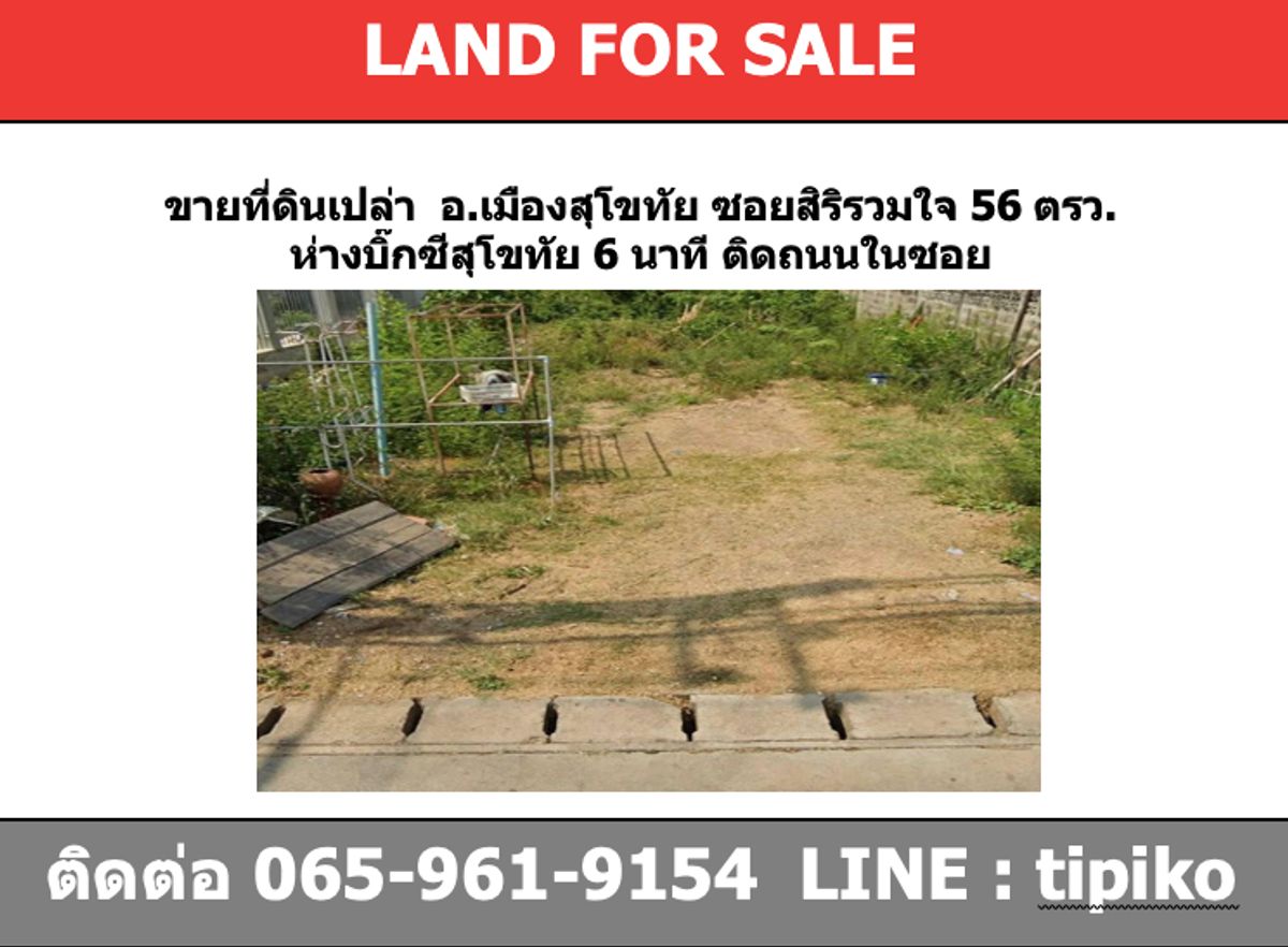 ขายที่ดินสุโขทัย : ขายที่ดินขายที่ดินเมืองสุโขทัย 56 ตรว