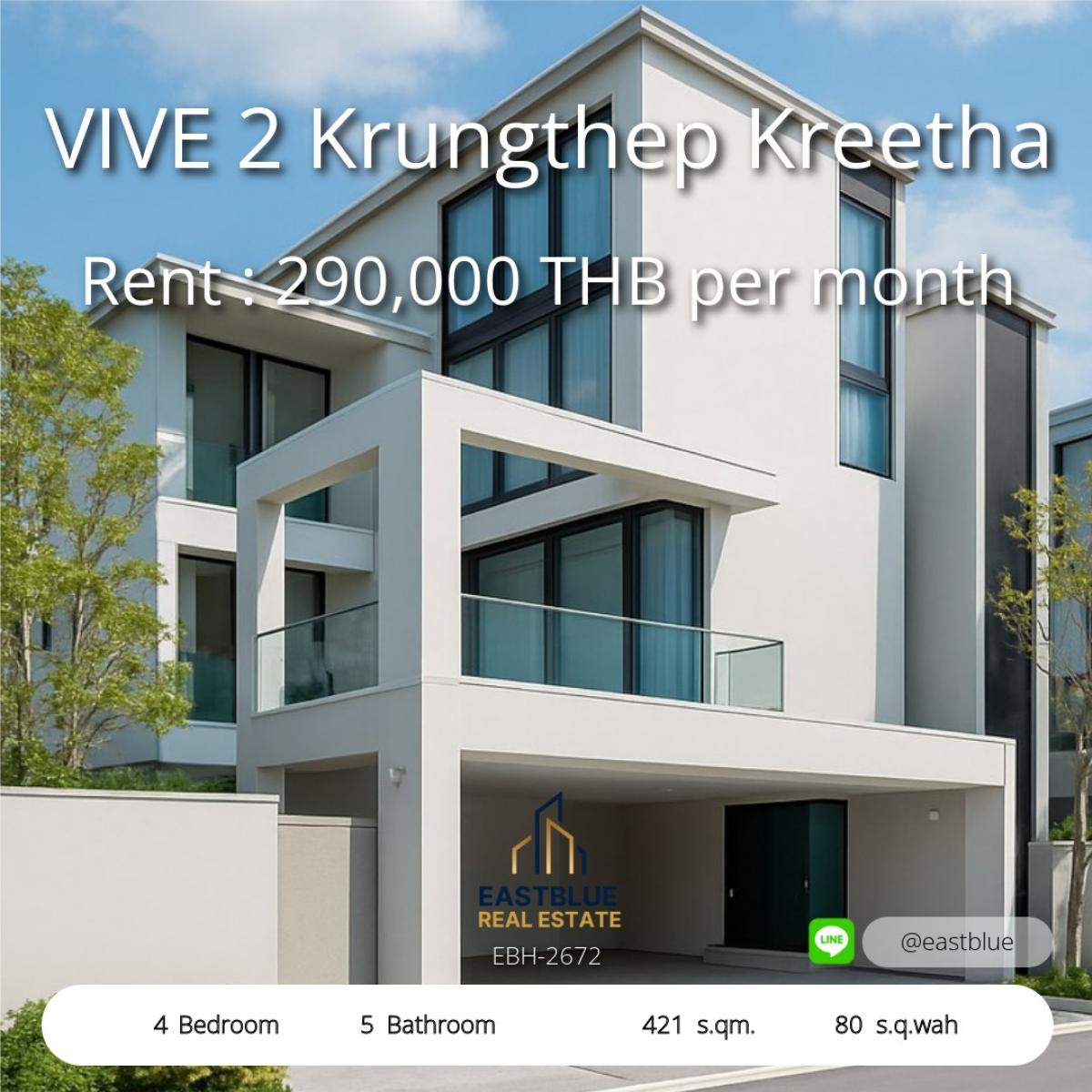 For RentHousePattanakan, Srinakarin : Luxurious house for rent - Vive 2 Krungthep Kreetha, fully decorated.