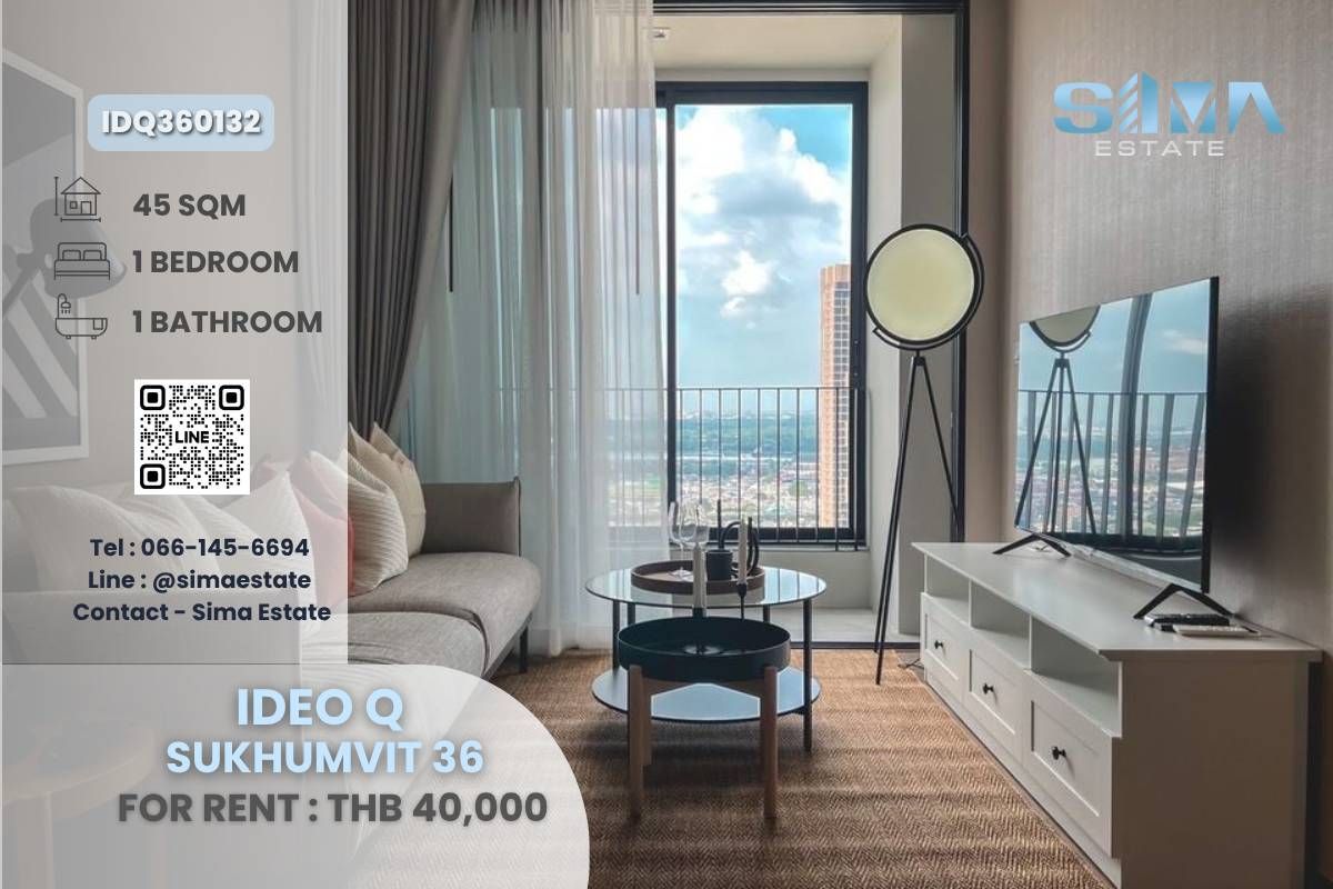 ให้เช่าคอนโดสุขุมวิท อโศก ทองหล่อ : ให้เช่า☁️Ideo Q Sukhumvit 36☁️ห้องสวย ตกแต่งอย่างดี ว่างพร้อมเข้าอยู่☀️