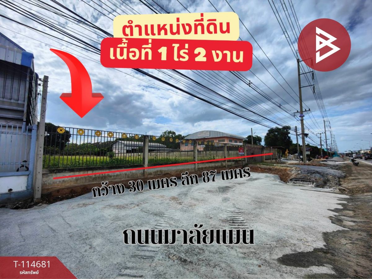 ขายที่ดินสุพรรณบุรี : ขายที่ดินติดถนนมาลัยแมน เนื้อที่ 1 ไร่  2 งาน อู่ทอง สุพรรณบุรี