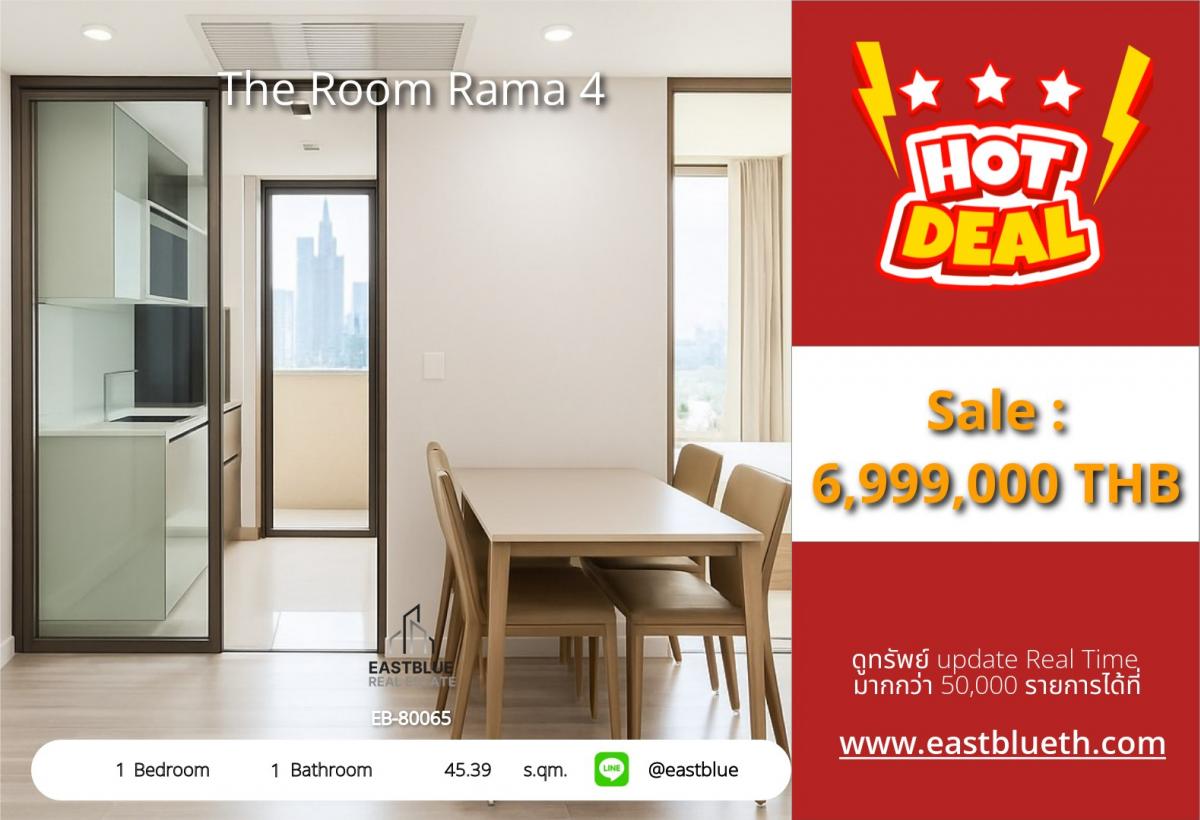 For SaleCondoSiam Paragon ,Chulalongkorn,Samyan : Close to BTS Hua Lamphong! The Room Rama 4 condo, size 45.39 sqm, price 6.99 million.1 bedroom, meets urban living needs, close to all lifestyles and shopping areas!