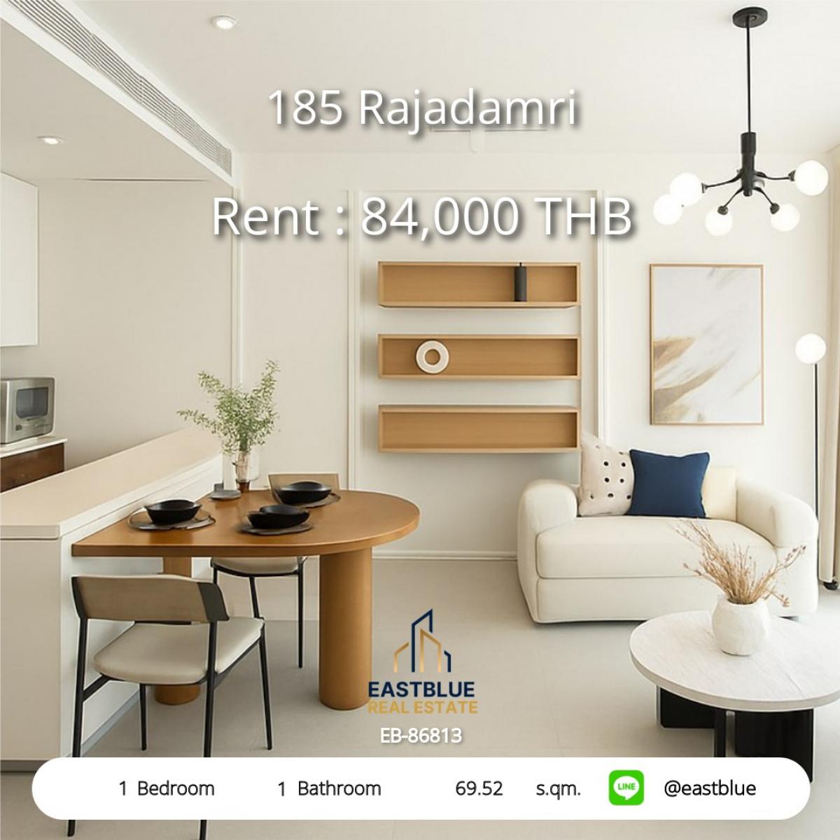 For RentCondoWitthayu, Chidlom, Langsuan, Ploenchit : Central Rajdamri 1 bedroom, ready to move in!
Beautiful city view, near BTS Rajdamri, only 84,000 baht/month