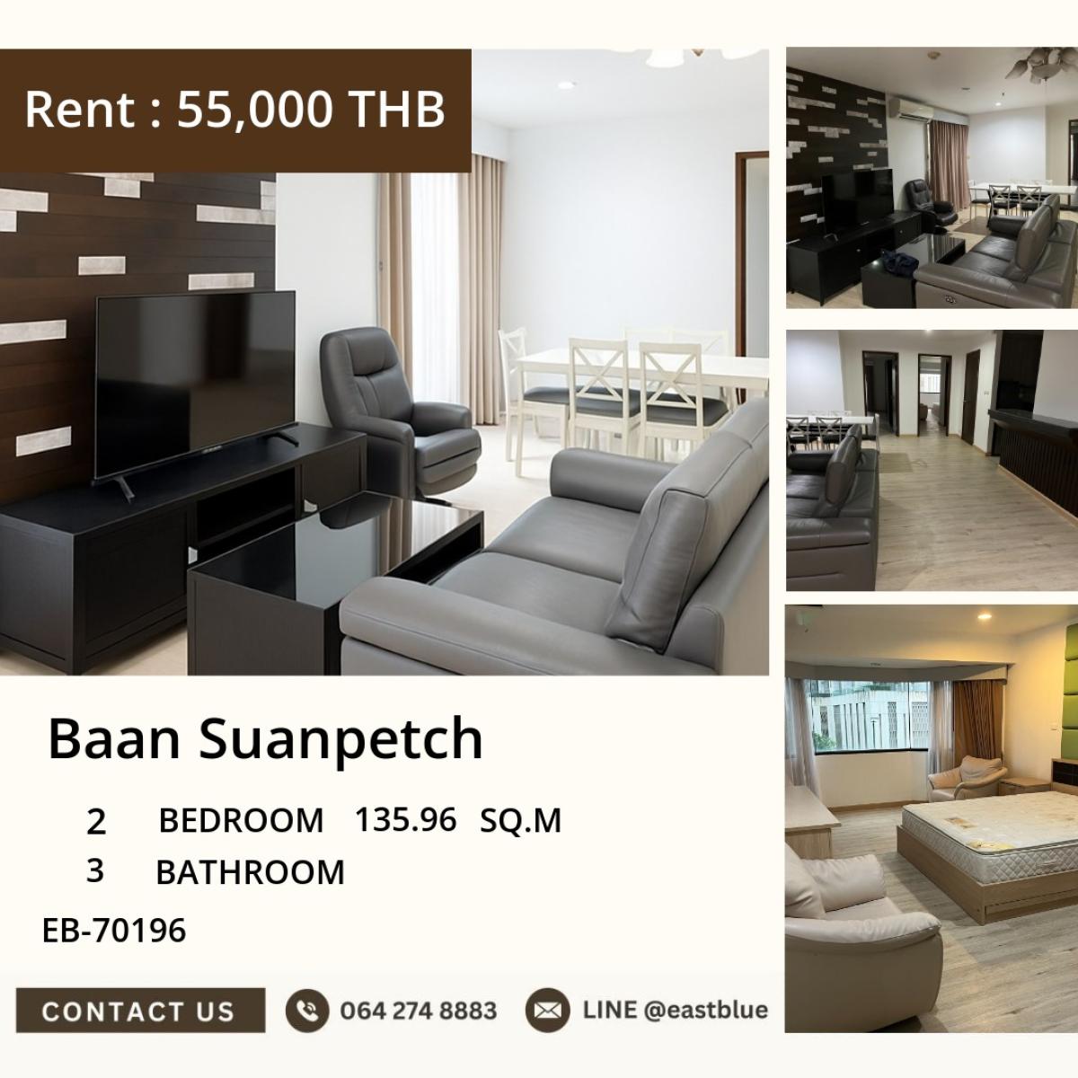 For RentCondoSukhumvit, Asoke, Thonglor : 22/03/2026, For sale/rent: 2-bedroom condo with spacious area in the heart of Phrom Phong
Baan Suanpetch, 135 sq.m., great price starting at 17 million. 0642748883