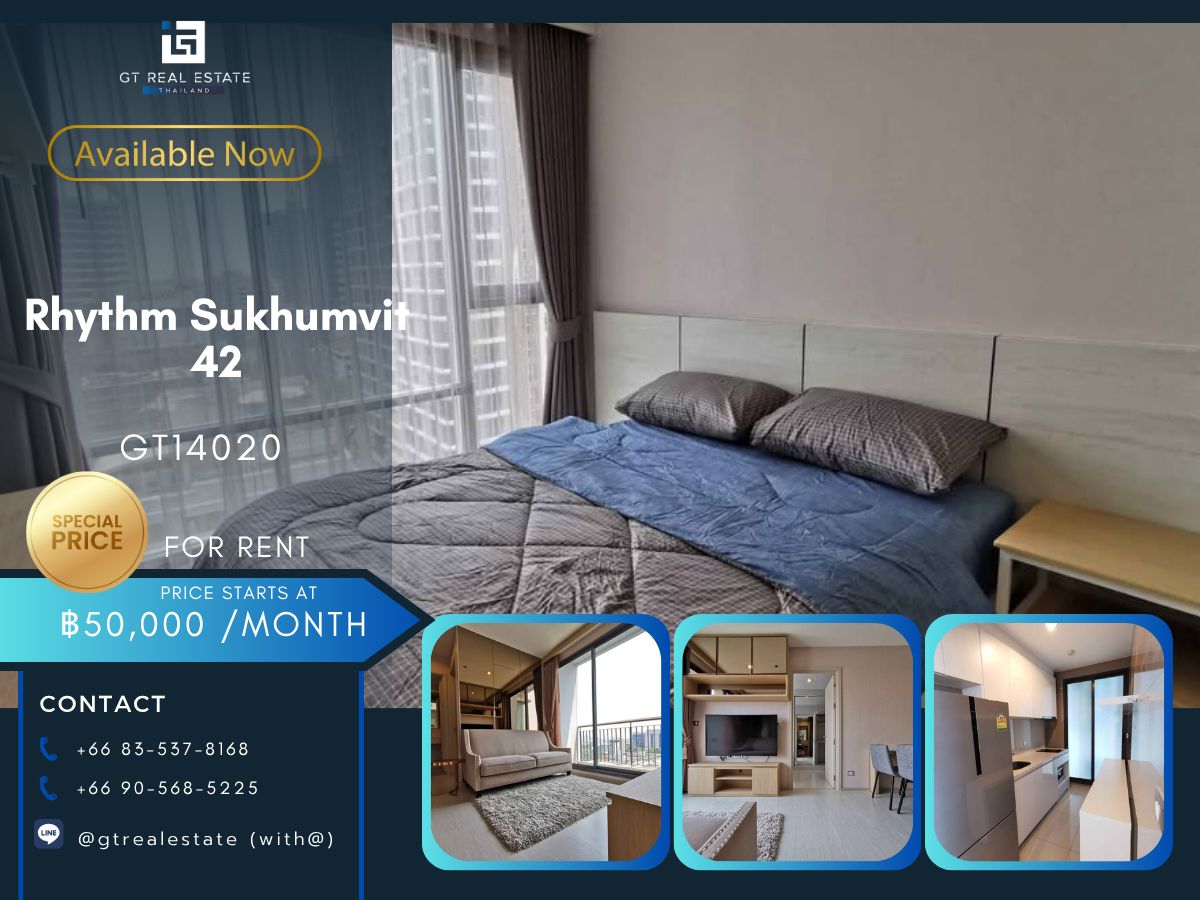 ให้เช่าคอนโดสุขุมวิท อโศก ทองหล่อ : คอนโด Rhythm Sukhumvit 42 เดินทางสะดวก ใกล้รถไฟฟ้าบีทีเอส มีรถรับส่ง ห้องสวย เฟอร์นิเจอร์ครบ พร้อมอยู่ทันที!!