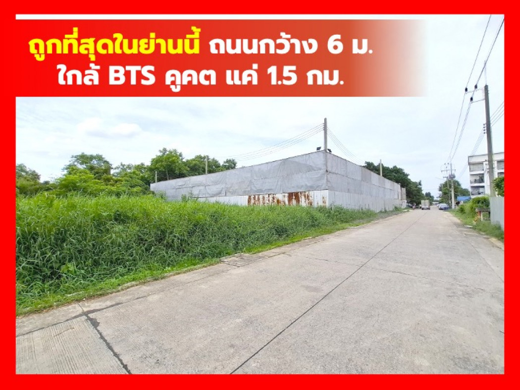 ขายที่ดินปทุมธานี รังสิต ธรรมศาสตร์ : ขายถูก ที่ดิน ซอยพิเศษ5  ใกล้ BTS คูคต  377ตรว ใกล้ ถนนลำลูกกาแค่ 650 เมตร DD