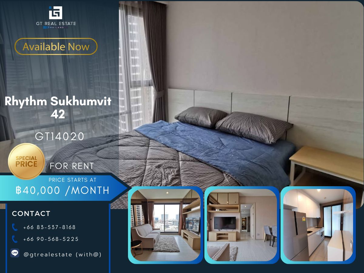 For RentCondoSukhumvit, Asoke, Thonglor : Rhythm Sukhumvit 42 condo, convenient transportation, near BTS, have a beautiful room shuttle. Ready to stay immediately !!