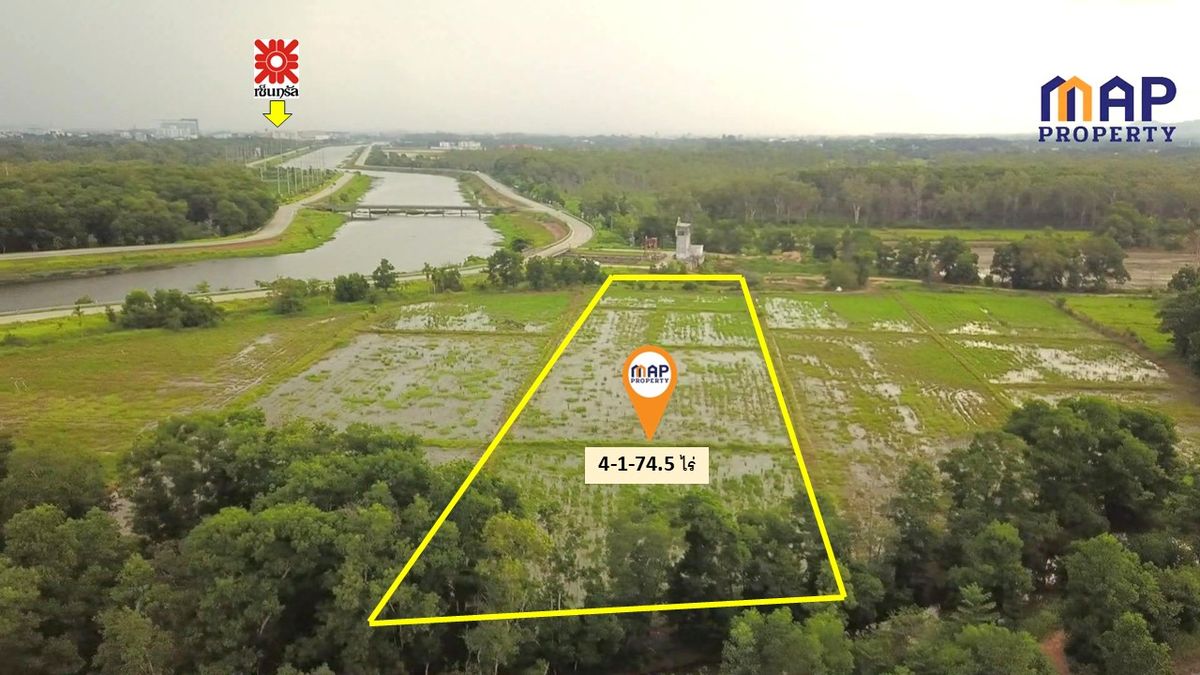ขายที่ดินจันทบุรี : ขายที่ดินริมคลองภักดีรำไพ 4 ไร่ 1 งาน 74.5 ตรว.