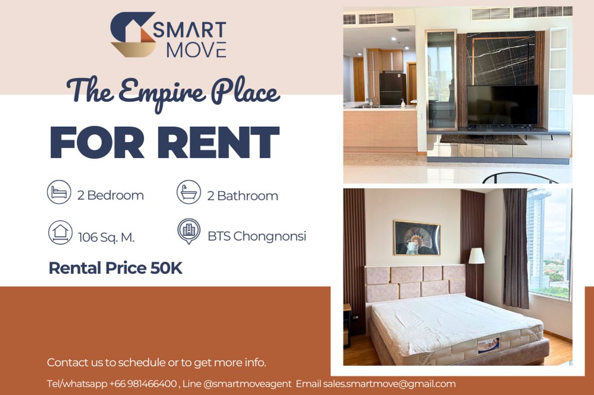 ให้เช่าคอนโดสาทร นราธิวาส : 🔥 สำหรับเช่า !! ห้องหายาก  !! 🔥 Code C20240400330..........The Empire Place, 2 ห้องนอน 2 ห้องน้ำ, วิวเมือง, แต่งครบ, พร้อมเข้าอยู่ 📣📣