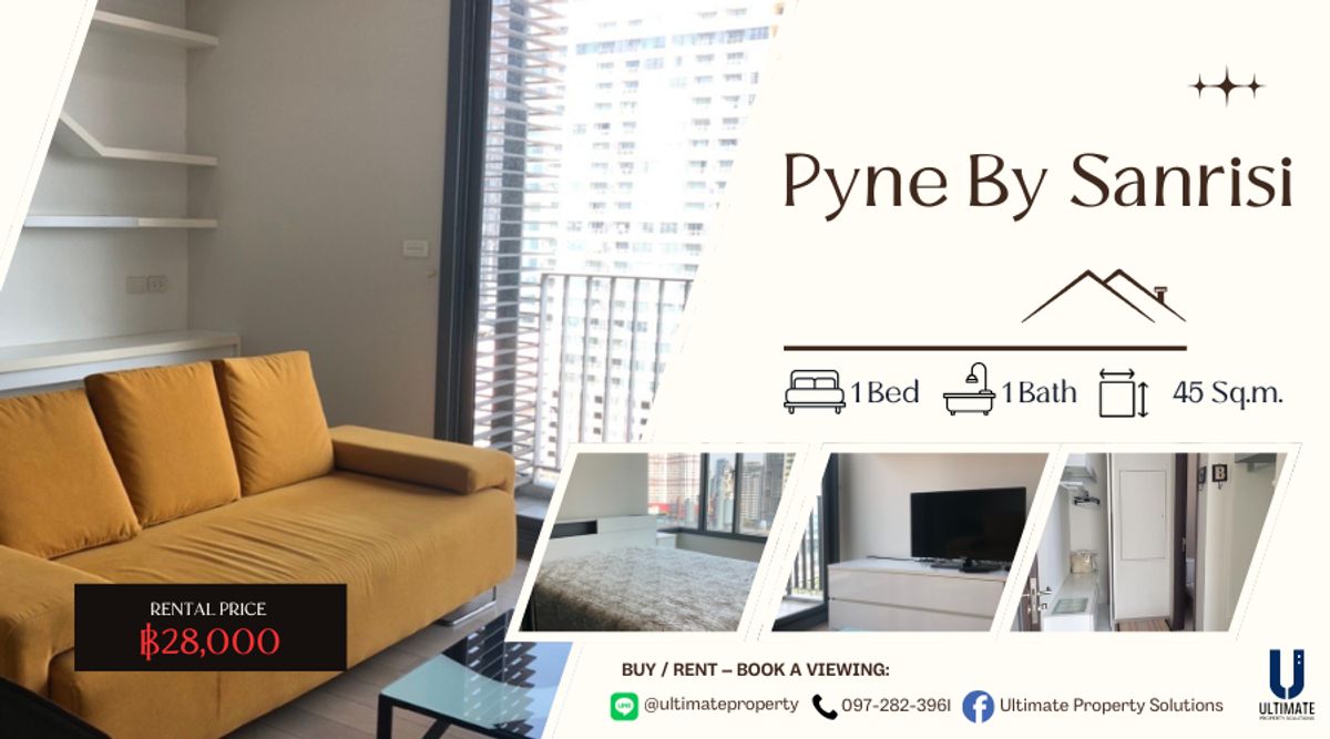 For RentCondoRatchathewi,Phayathai : FOR RENT PYNE 1 bedroom 45 sq.m. 28,000 furniture ready to move in.