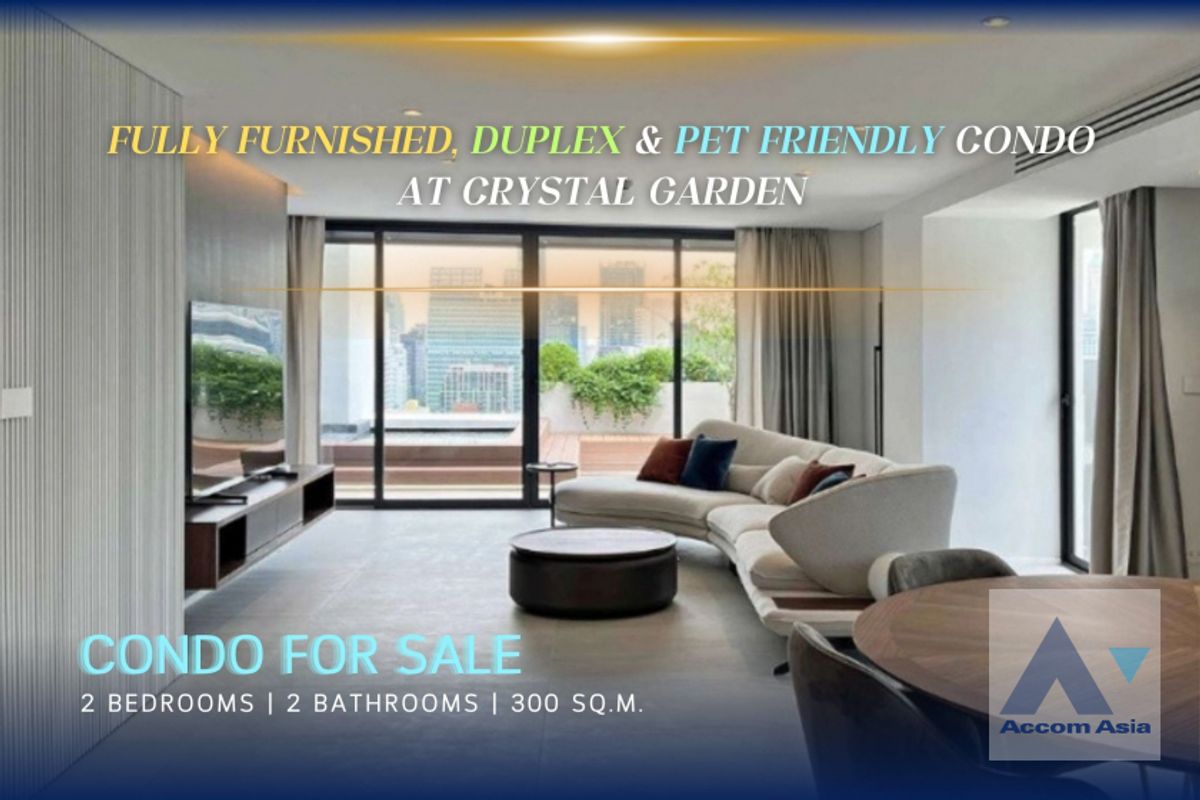 ให้เช่าคอนโดนานา : 🔼AccomA🔽Huge Terrace, Private Swimming Pool, Duplex Condo, Pet friendly Crystal Garden Duplex – Luxury with a Bond-Inspired Twist (AA42214)