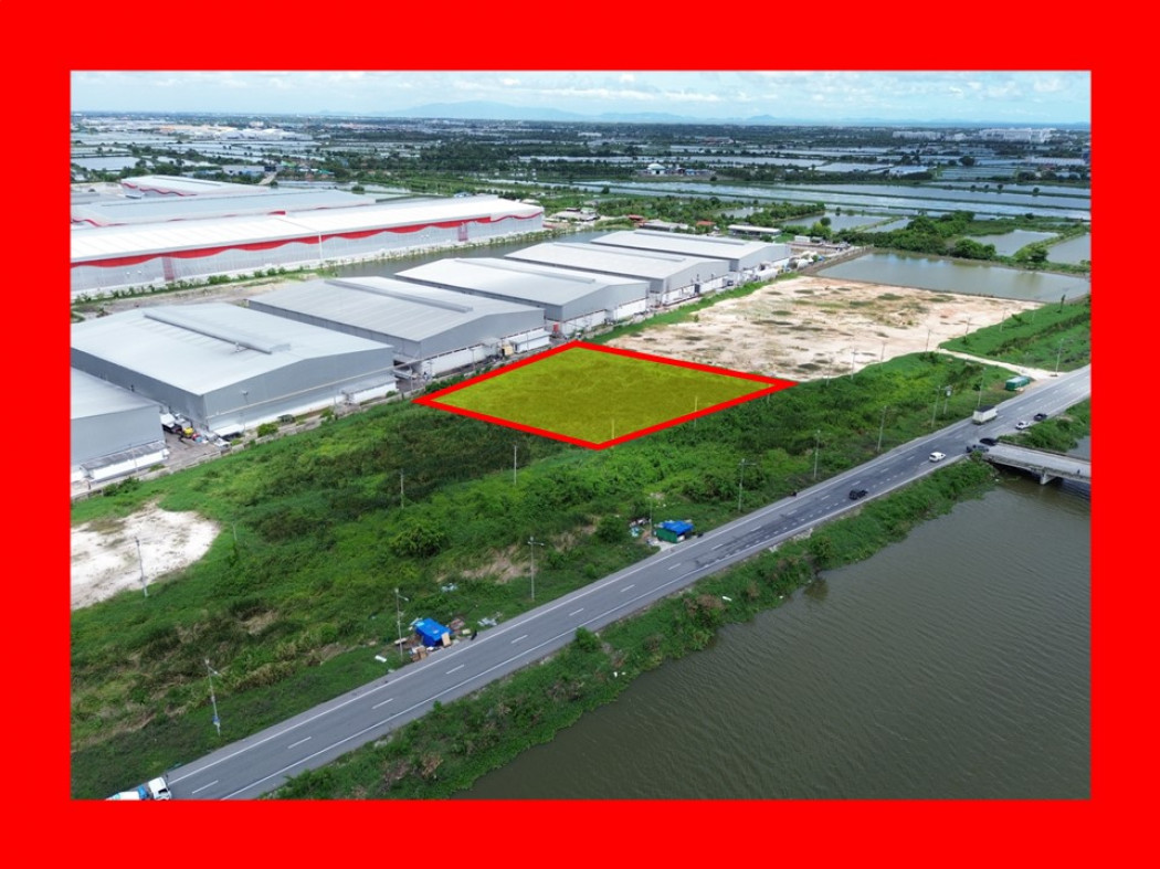ขายที่ดินสมุทรปราการ สำโรง : ขาย ที่ดิน ผังสีม่วง ริมถนนใหญ่ ถนนคลองส่งน้ำสุวรรณภูมิ 3 ไร่ เหมาะทำโรงงาน โกดัง DD