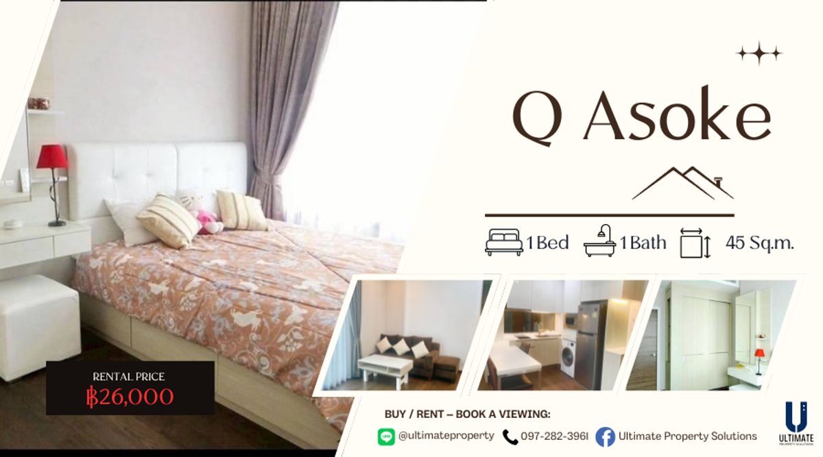 For RentCondoRama9, Petchburi, RCA : What a Price! Available today 45 sq.m., only 26K. Anyone who looking for this room don't missing