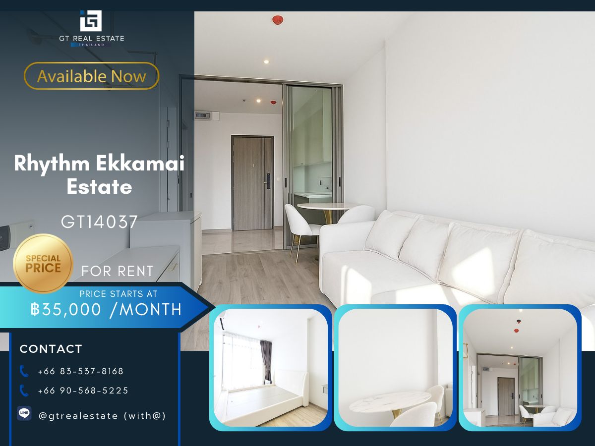 ให้เช่าคอนโดสุขุมวิท อโศก ทองหล่อ : คอนโด Rhythm Ekkamai Estate เดินทางสะดวก ใกล้รถไฟฟ้าบีทีเอส มีรถรับส่ง เฟอร์นิเจอร์ครบ พร้อมอยู่!!