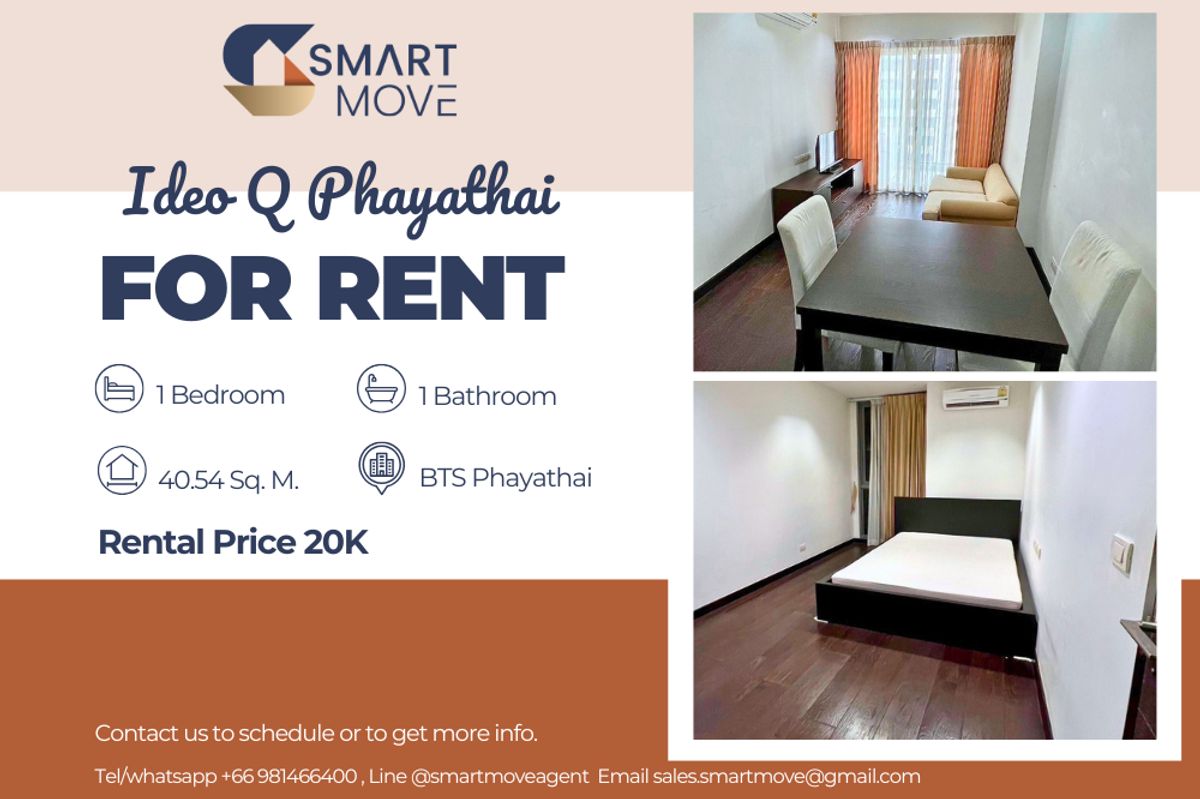 For RentCondoRatchathewi,Phayathai : 🔥 For Rent !! 🔥 Code C20230107819..........Ideo Q Phayathai, 1 bedroom 1 bathroom, high floor 33++, Skytrain view, furnished, ready to move in 📣📣