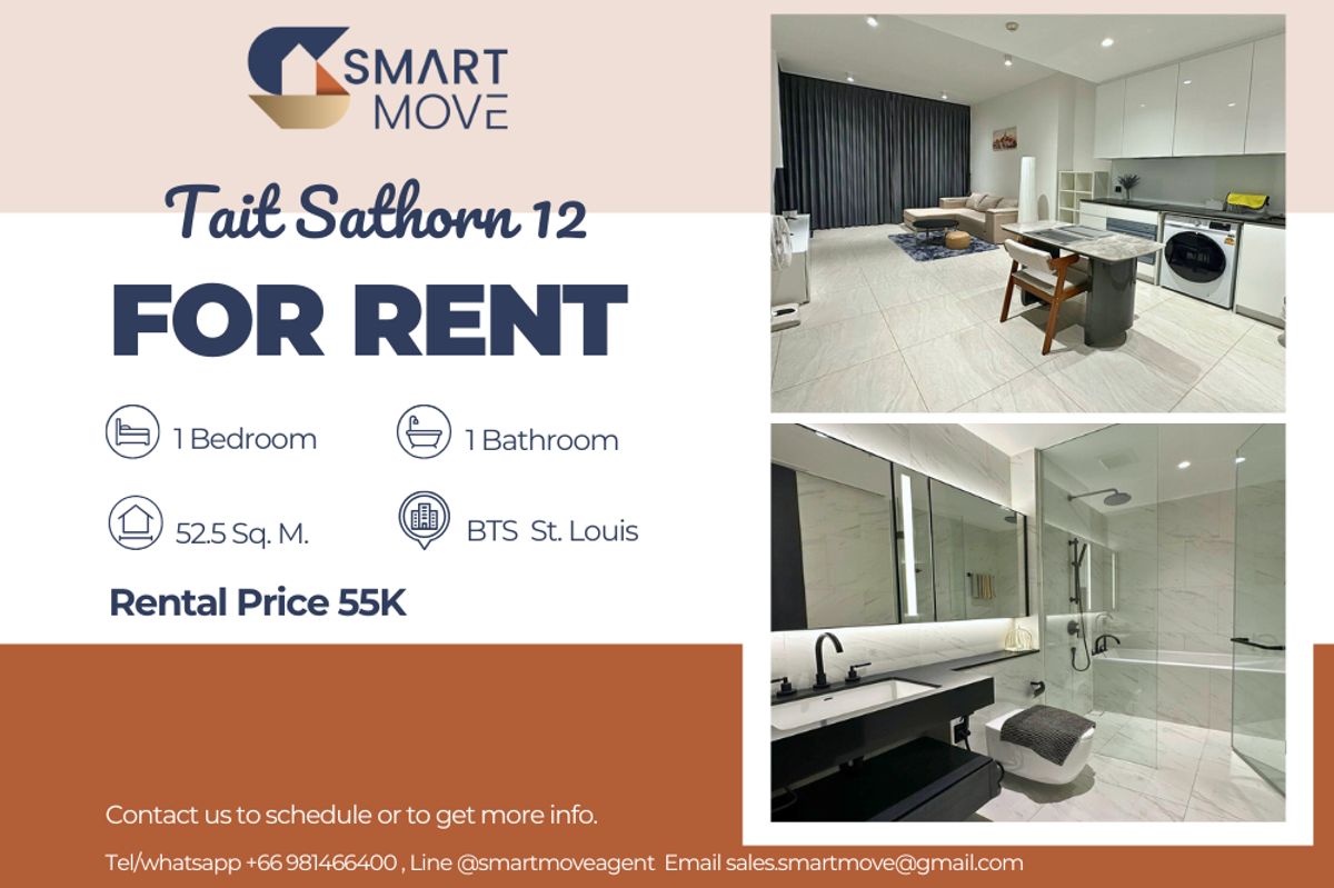 For RentCondoSathorn, Narathiwat : 🔥 For Rent !! Rare Item !! 🔥 Code C20230800335..........Tait Sathorn 12, 1 bedroom 1 bathroom, North Facing, furnished, ready to move in 📣📣